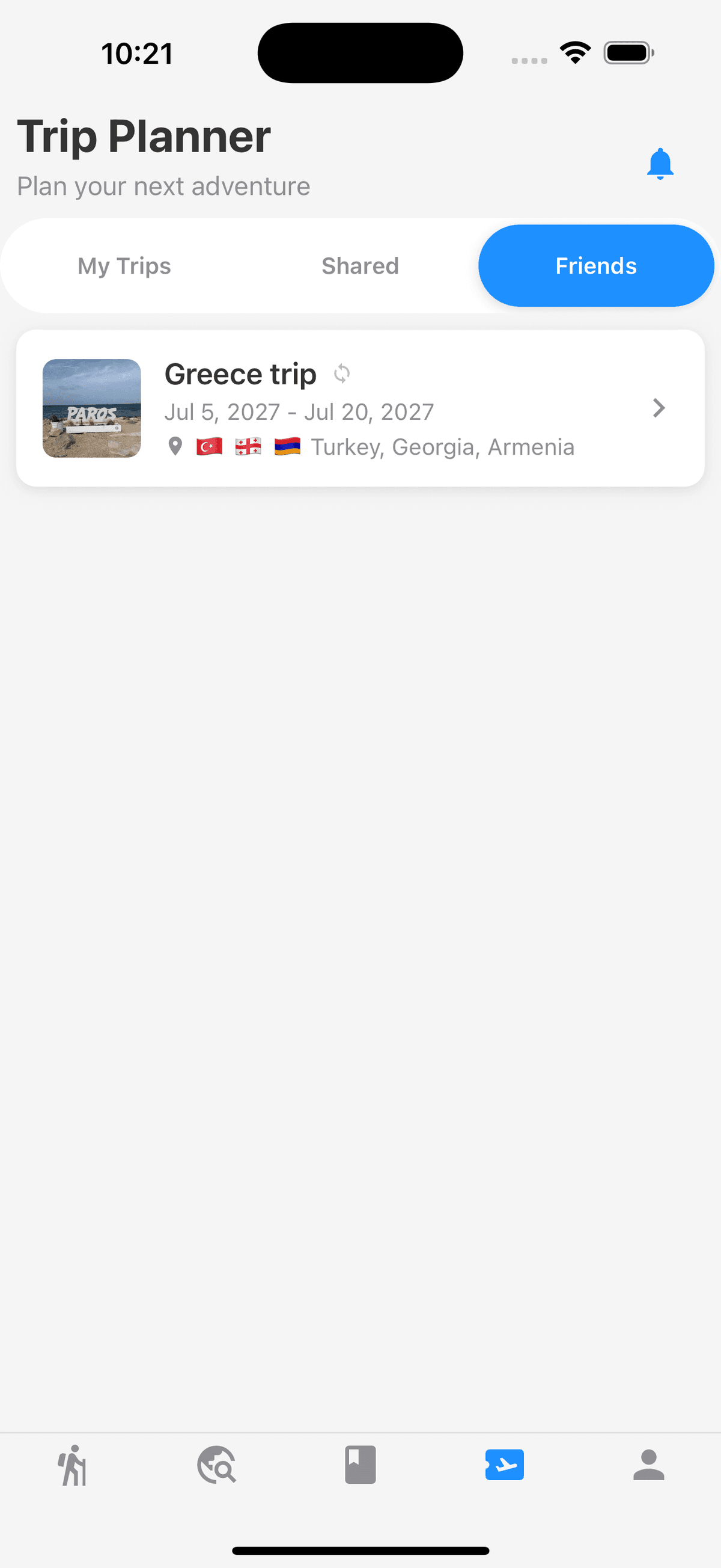 Trip itinerary planner